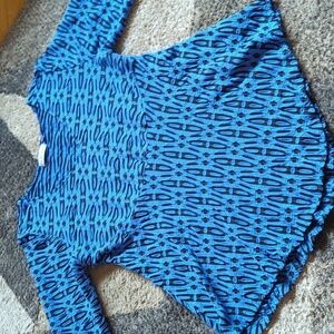 Habitat stretch peplum asymmetrical top lagenlook blue black women's medium Boho